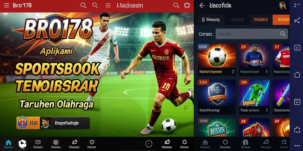 Screenshot utama BRO178 menampilkan tampilan antarmuka Sportsbook yang interaktif.
