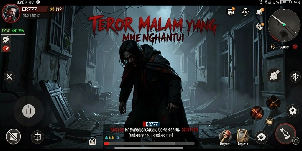 Tangkapan layar gameplay ER777 yang menampilkan suasana Horror yang mencekam.