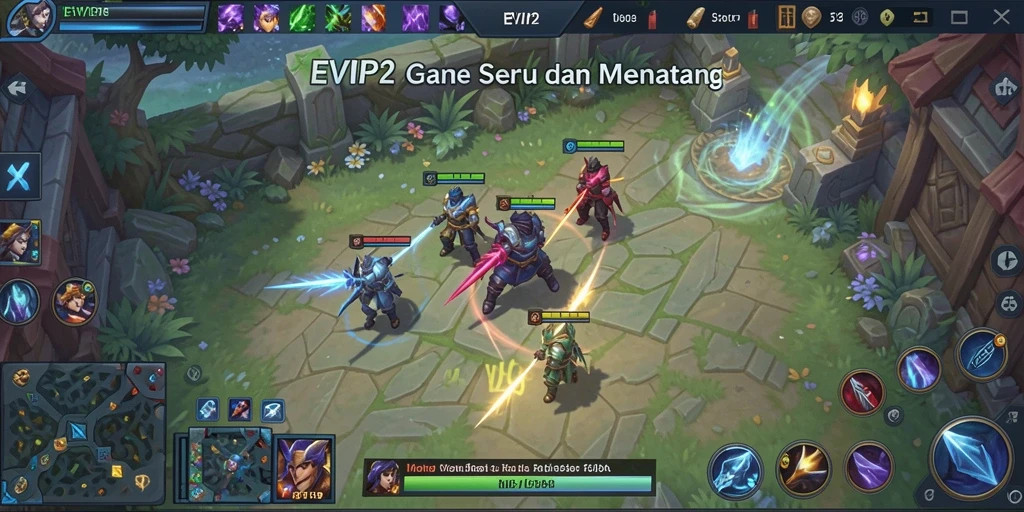 Gameplay EVIP2 yang seru dan strategis di arena MOBA.