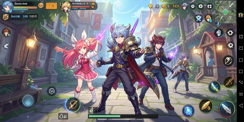 Tampilan gameplay F32 dengan karakter anime yang menakjubkan.