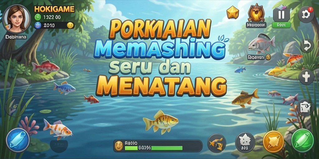 Tampilan gameplay HOKIGAME dengan aksi memancing yang mendebarkan.