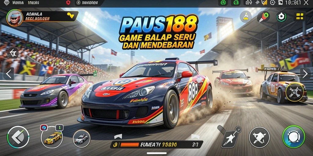 Screenshot gameplay PAUS188 yang menunjukkan aksi balap mendebarkan.