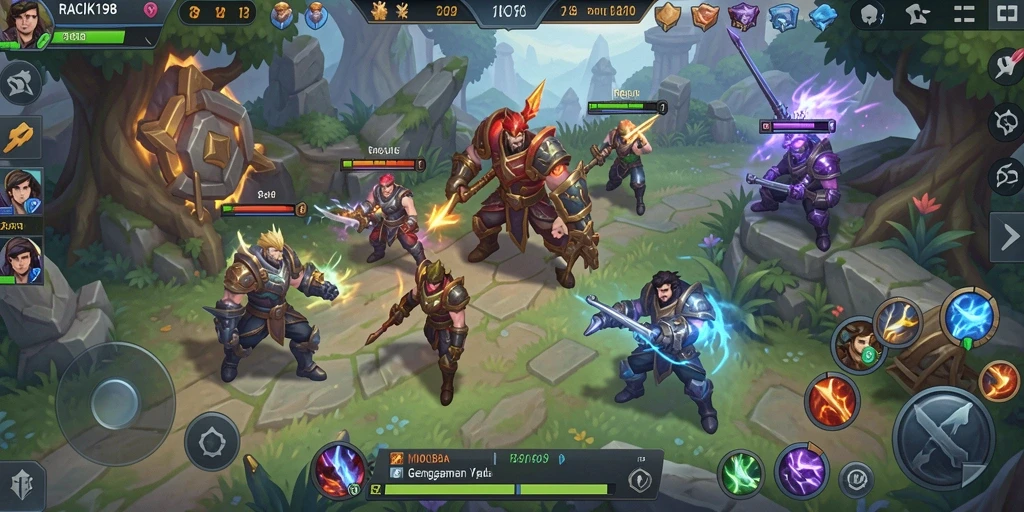 Screenshot gameplay RACIK198 menampilkan aksi seru dalam MOBA.