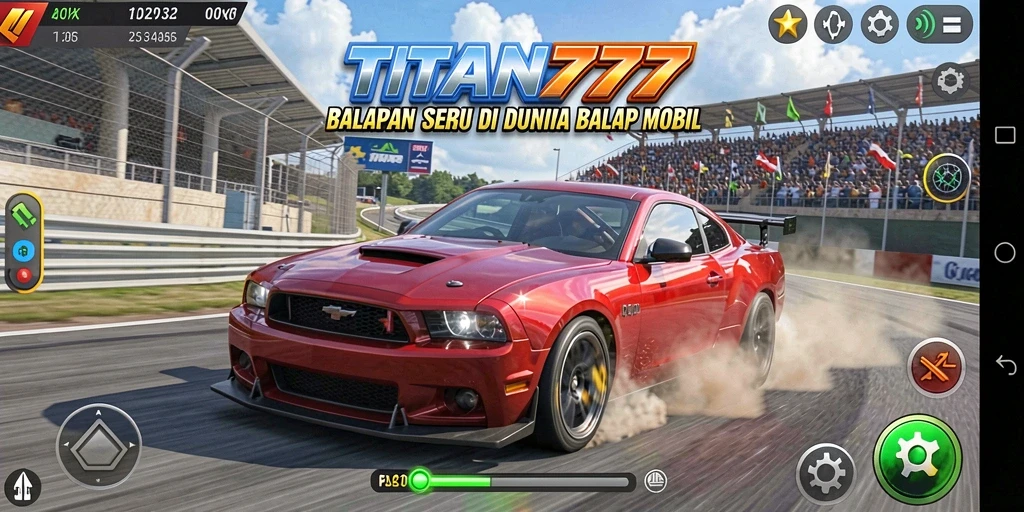 Screenshot gameplay TITAN777 yang menampilkan aksi balapan seru.