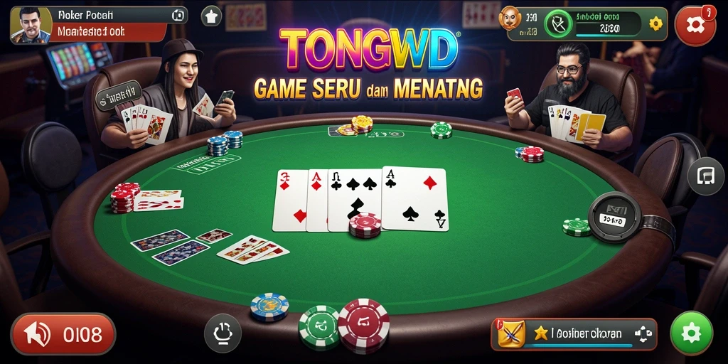 Screenshot gameplay TONGWD menampilkan pengalaman Poker yang seru.