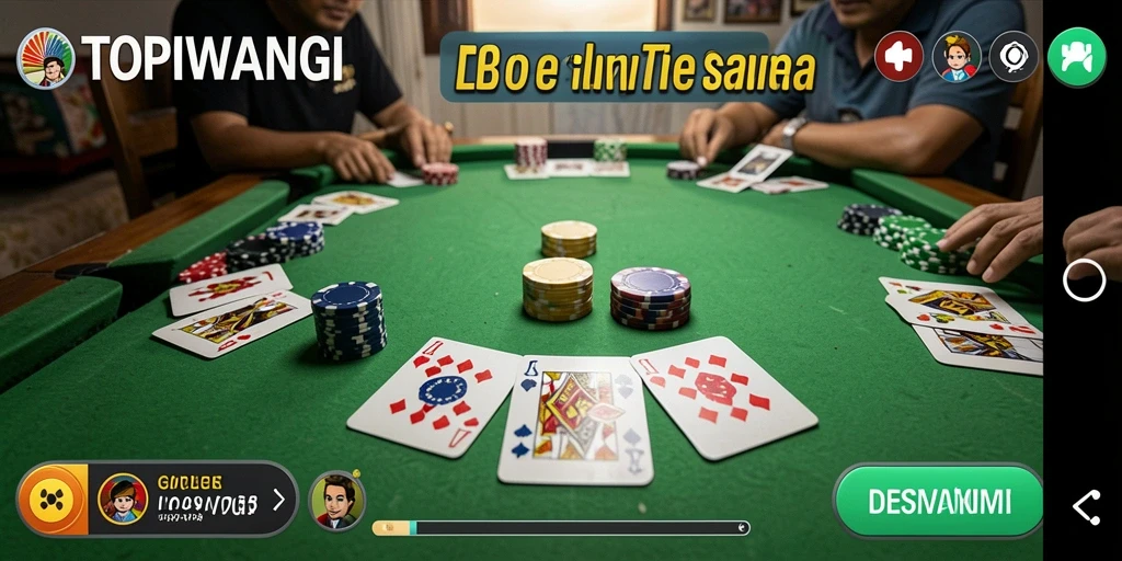 Screenshot gameplay TOPIWANGI menunjukkan keseruan bermain Gaple.